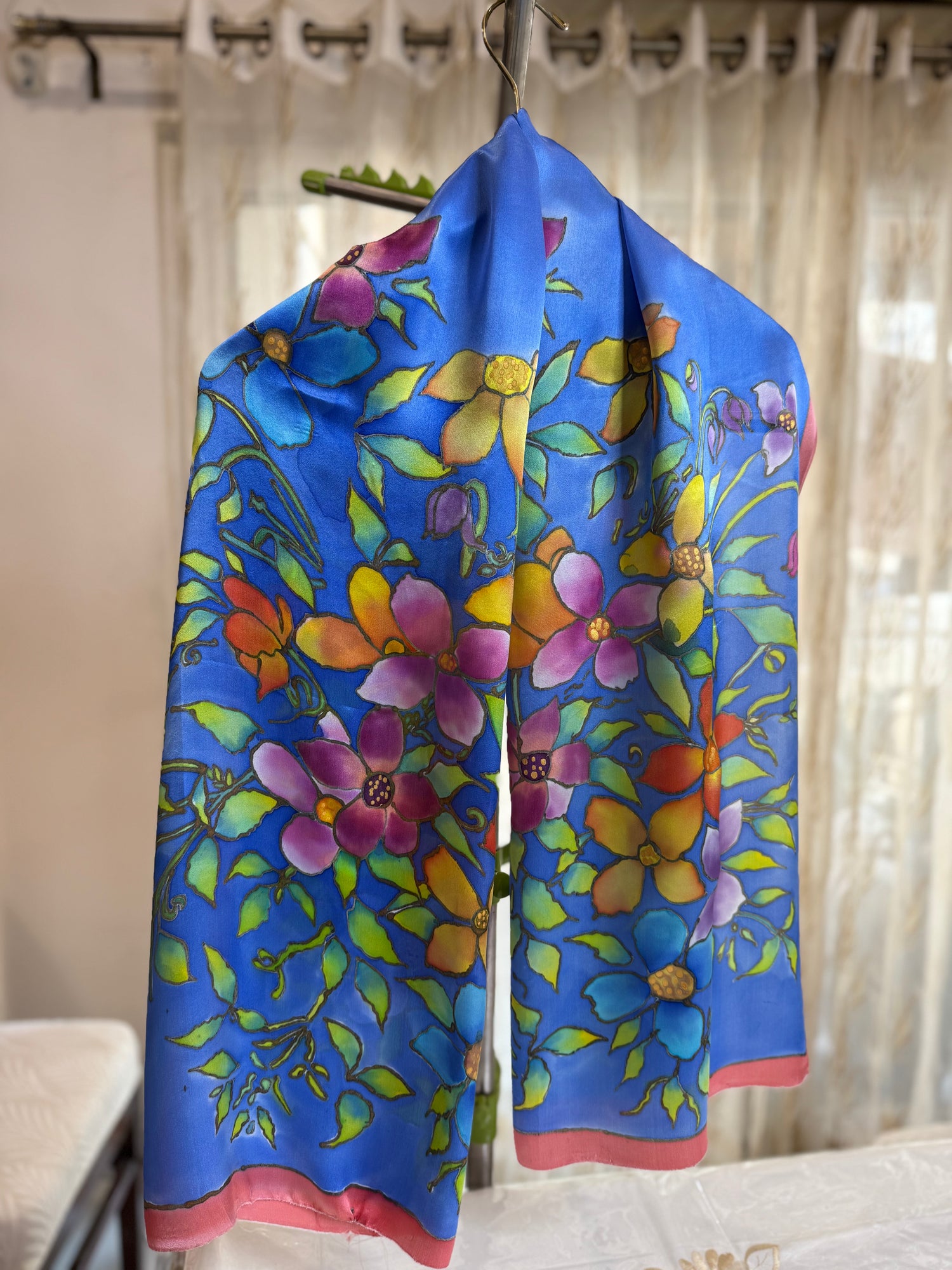 Blue Garden Satin Stole