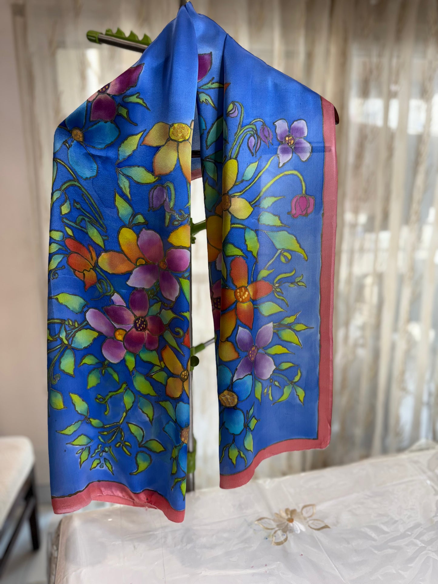 Blue Garden Satin Stole