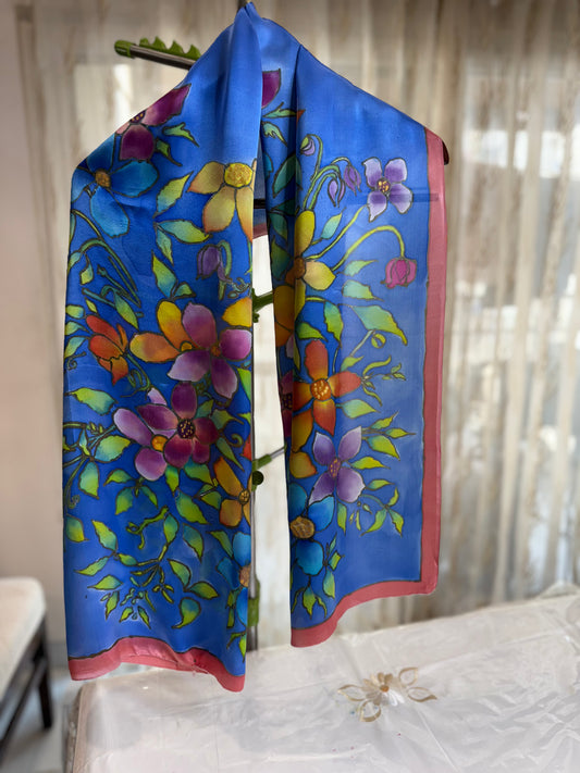 Blue Garden Satin Stole