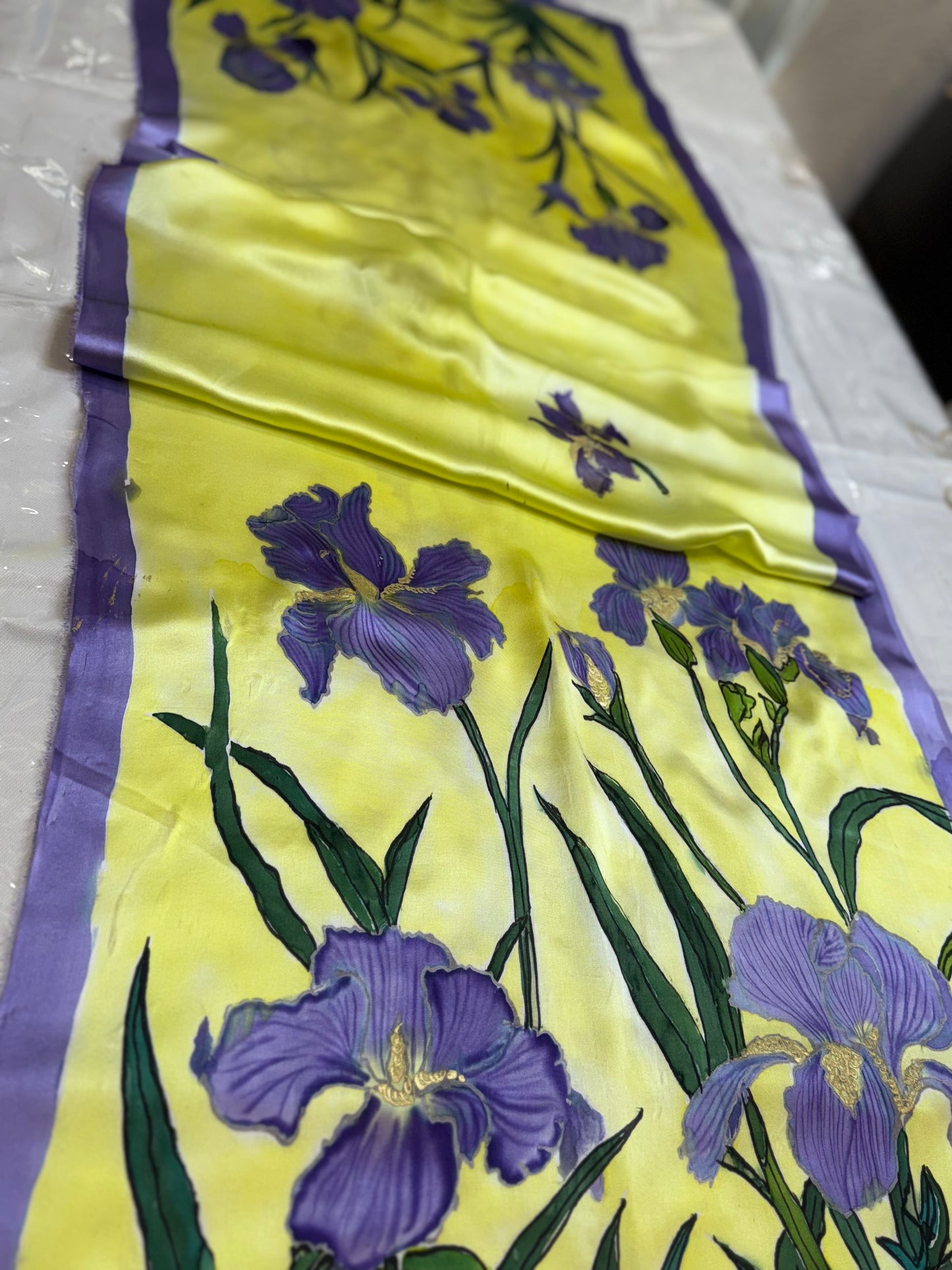 Iris Glow on Satin Silk