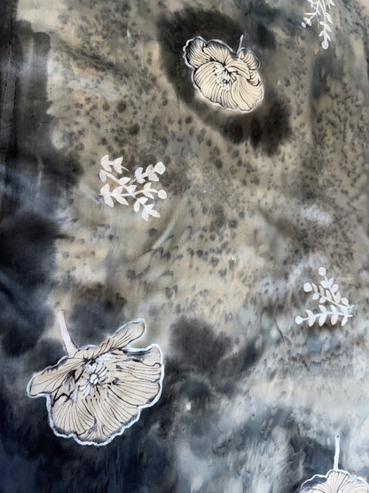 Charcoal Bloom Silk Stole