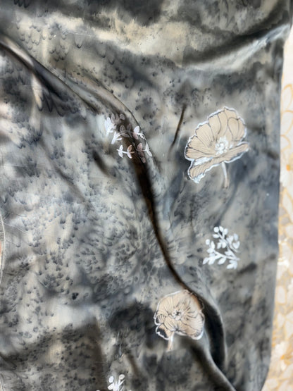 Charcoal Bloom Silk Stole