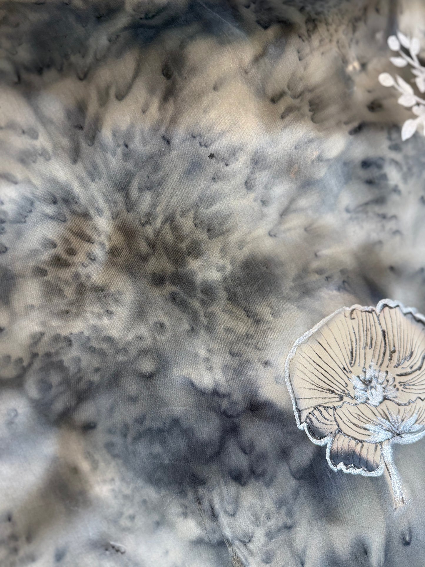 Charcoal Bloom Silk Stole