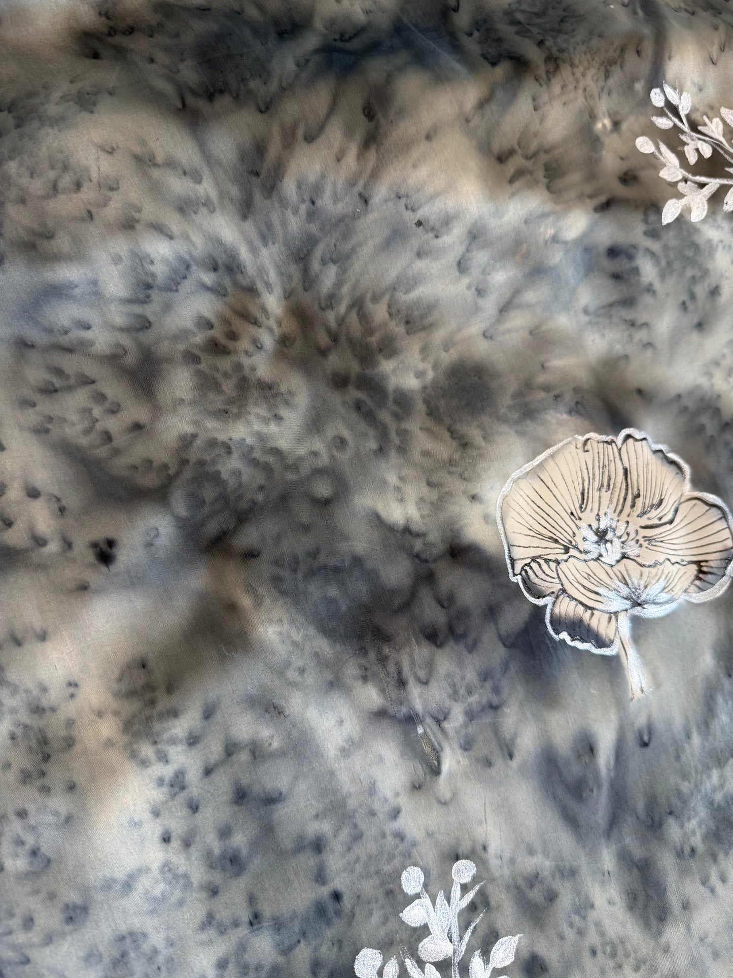 Charcoal Bloom Silk Stole