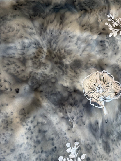 Charcoal Bloom Silk Stole