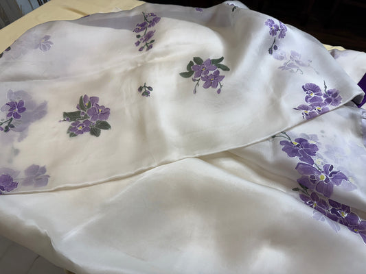 Orchid on Ivory Silk