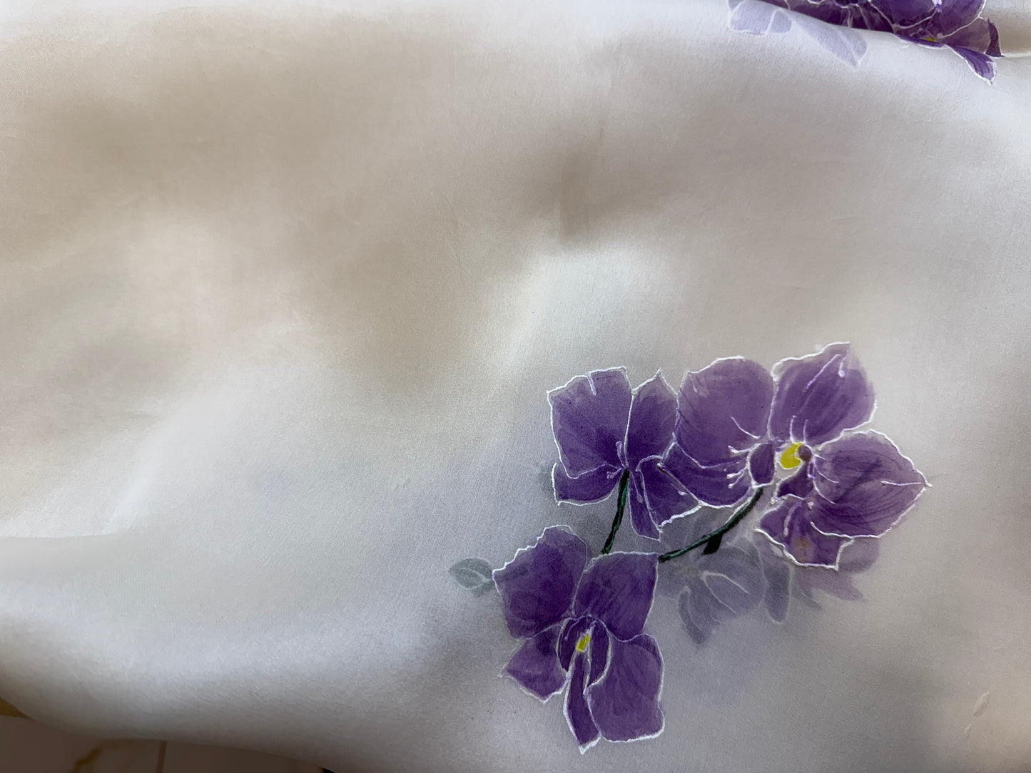 Orchid on Ivory Silk