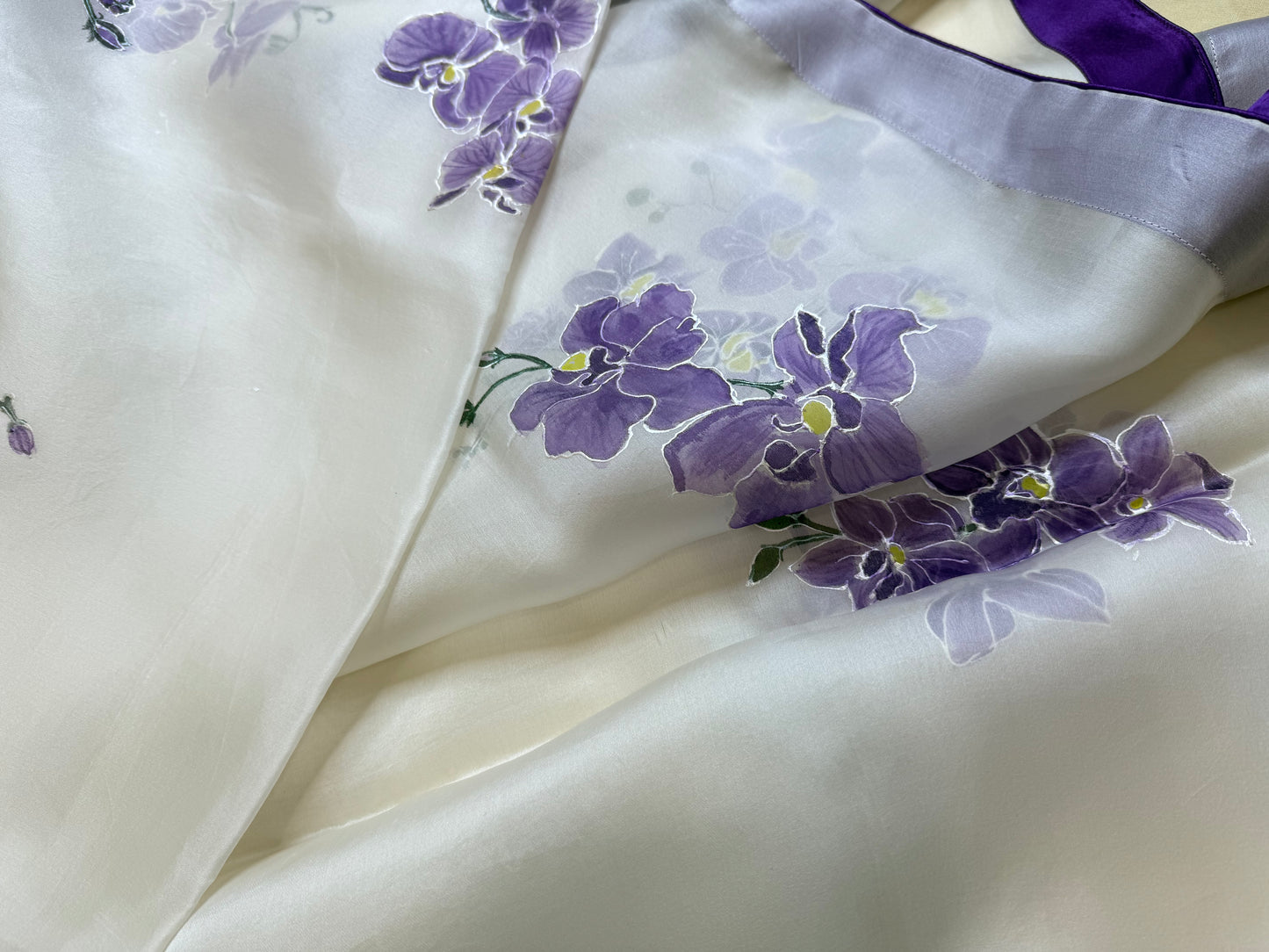 Orchid on Ivory Silk