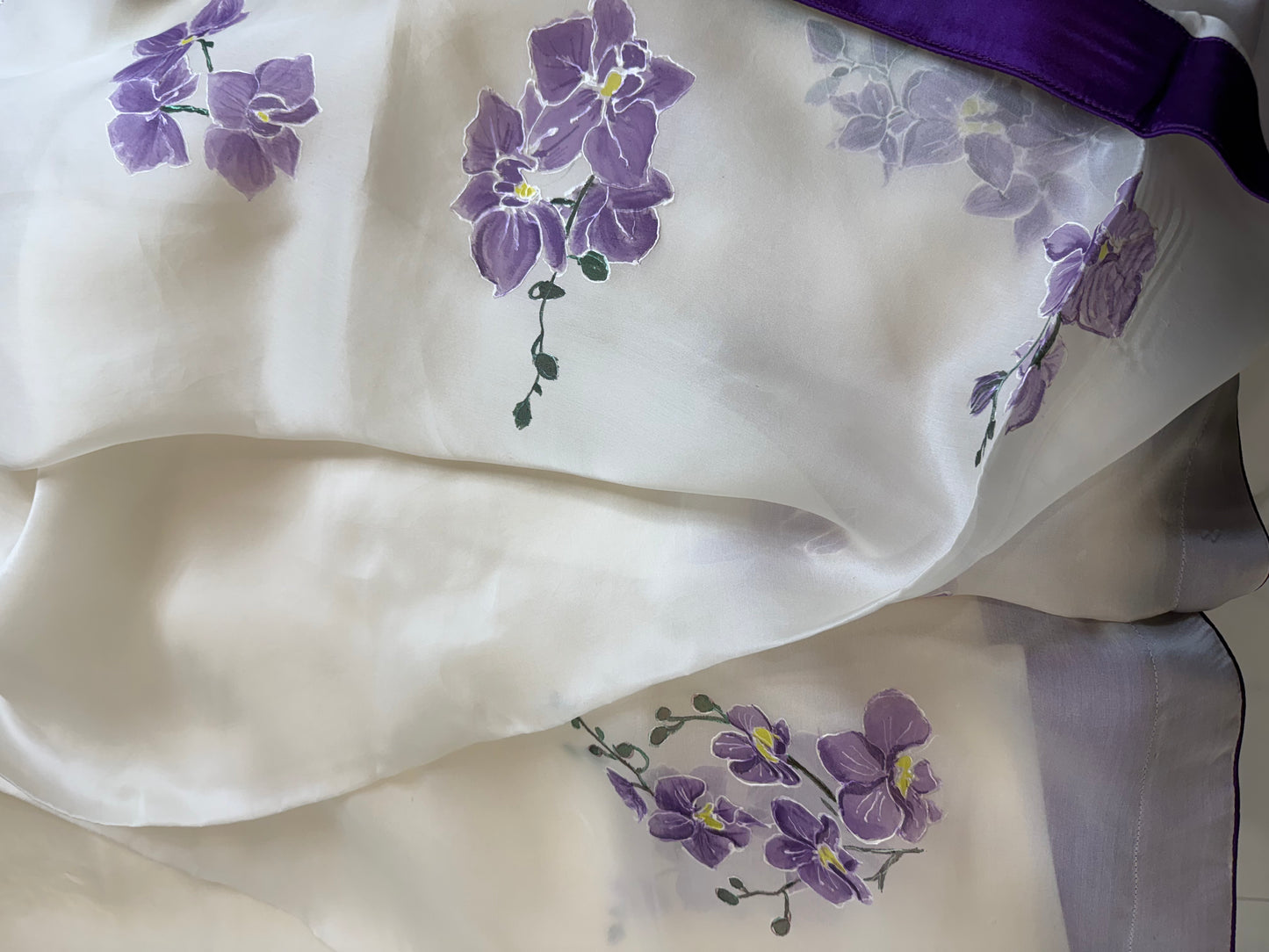 Orchid on Ivory Silk