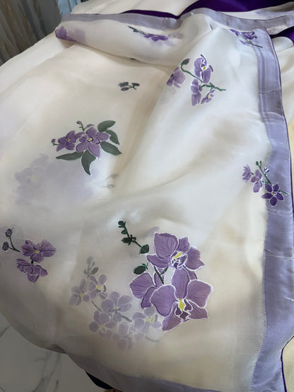 Orchid on Ivory Silk