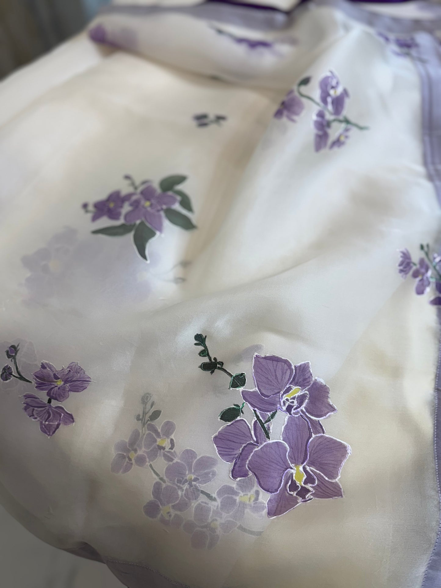 Orchid on Ivory Silk
