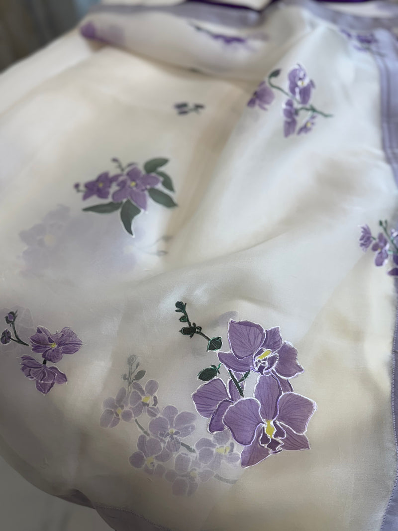 Orchid on Ivory Silk