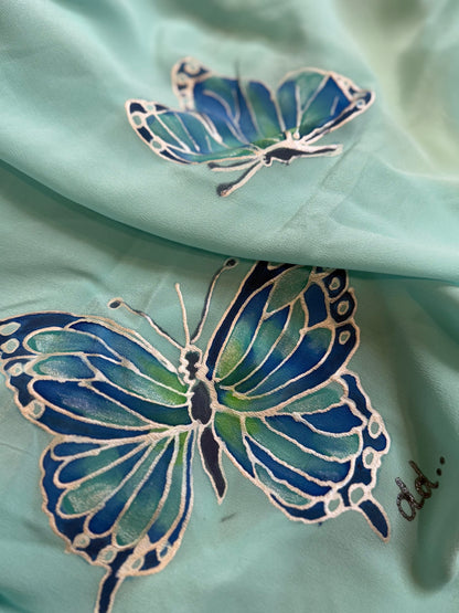 Azure Flutter on Seafoam Silk