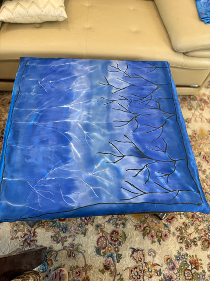 Blue Evening Trees Silk - Scarf