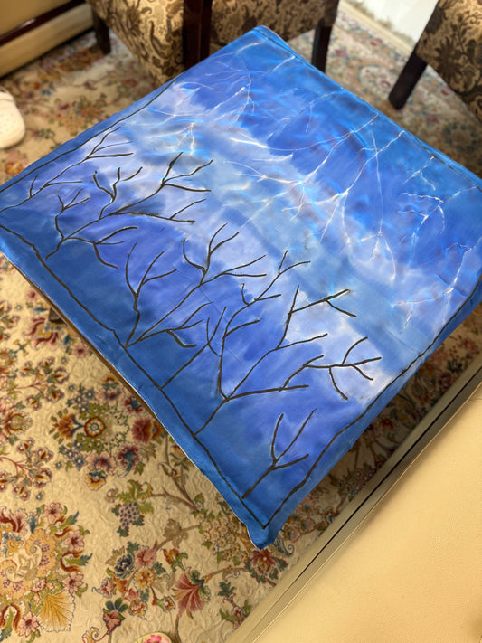 Blue Evening Trees Silk - Scarf