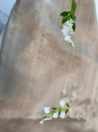 BELL FLOWER DRIFT-HANDPAINTED BHAGALPURI SAREE