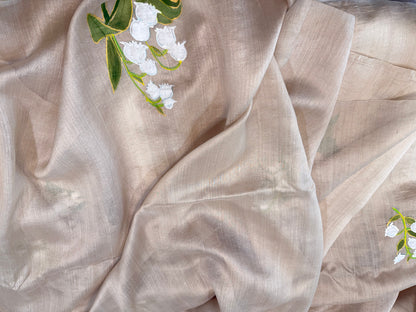 BELL FLOWER DRIFT-HANDPAINTED BHAGALPURI SAREE