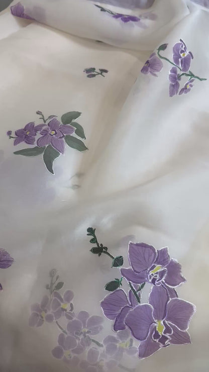 Orchid on Ivory Silk