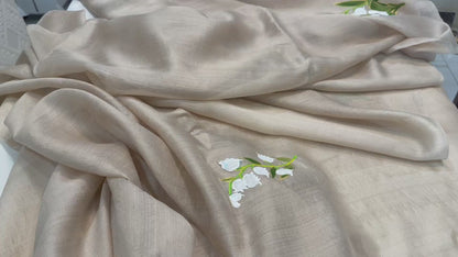 BELL FLOWER DRIFT-HANDPAINTED BHAGALPURI SAREE